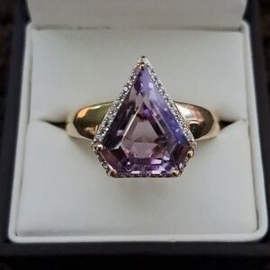 Amethyst & Natural White Zircon Halo Men's Ring.